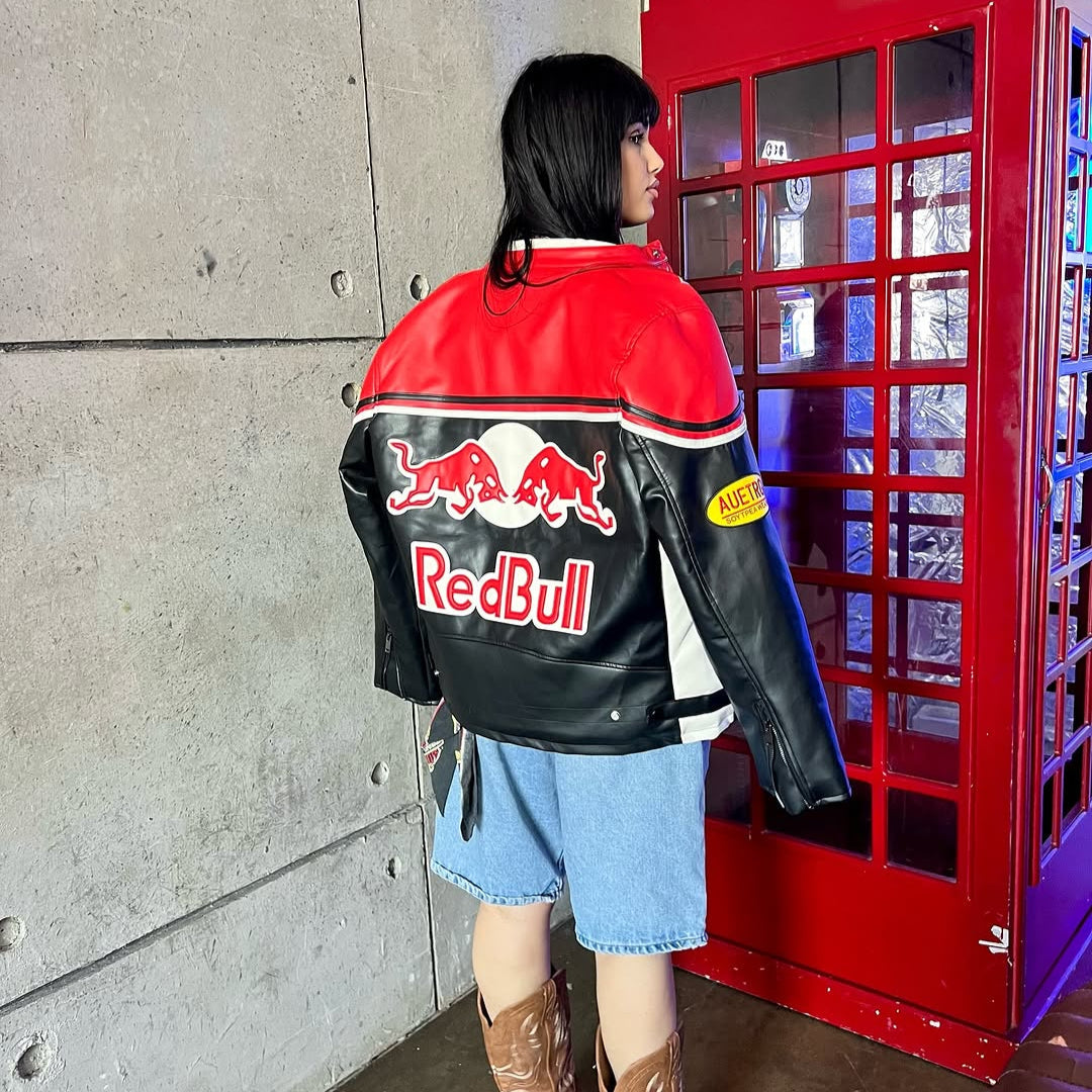 Red Bull Vintage Leather Racing Jacket