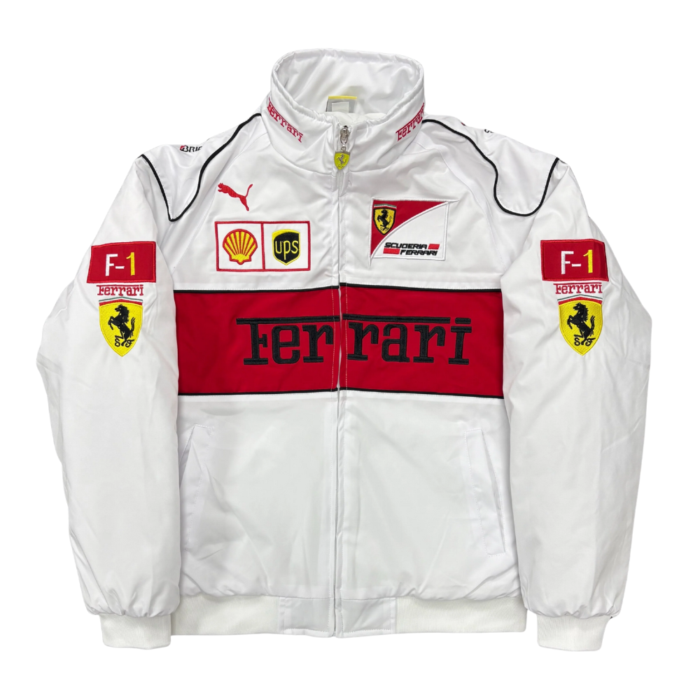 White Ferrari Vintage Racing Jacket