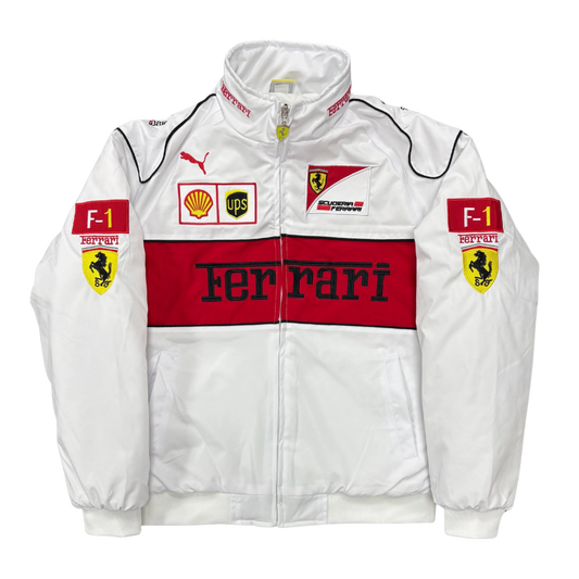 White Ferrari Vintage Racing Jacket
