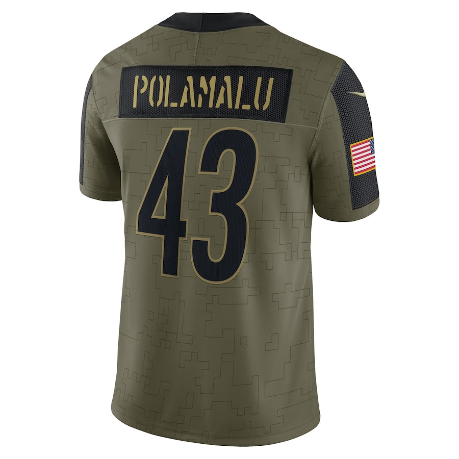 Troy Polamalu Olive Pittsburgh Steelers 2021 Salute To Service Retired Player Limited Jersey