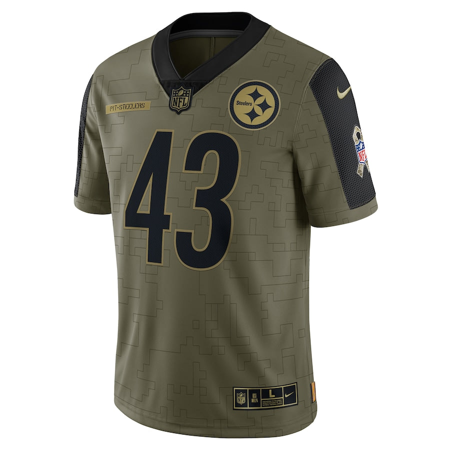 Troy Polamalu Olive Pittsburgh Steelers 2021 Salute To Service Retired Player Limited Jersey