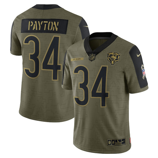 Walter Payton Olive Chicago Bears 2021 Salute To Service Retired Player Limited Jersey