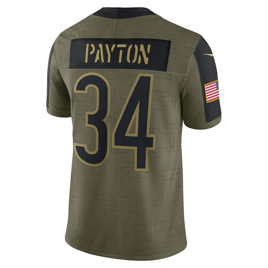 Walter Payton Olive Chicago Bears 2021 Salute To Service Retired Player Limited Jersey