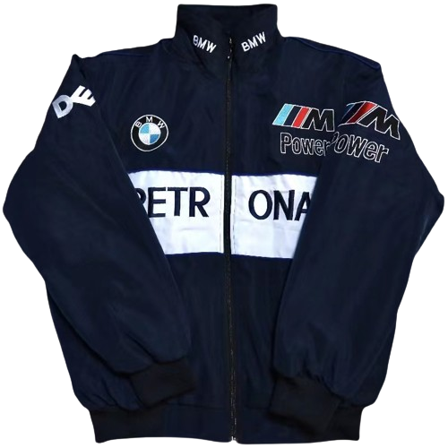 White BMW Vintage Racing Jacket - Sportcify High Quality American Football Jerseys | NFL Jerseys