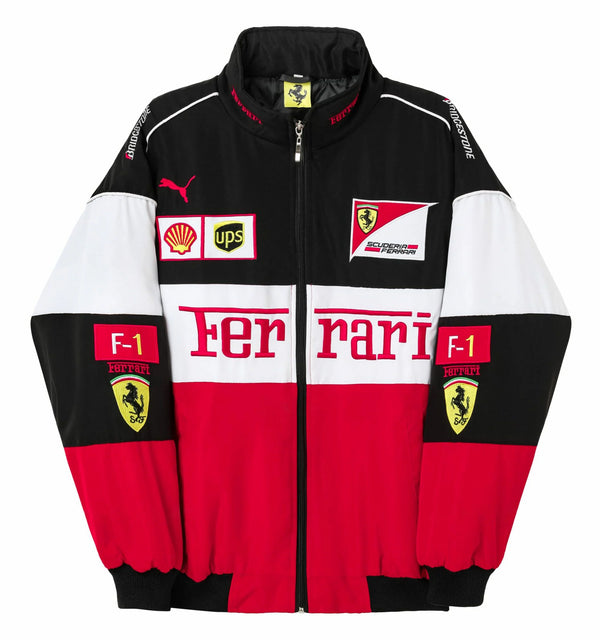 White Ferrari Vintage Racing Jacket - Sportcify High Quality American Football Jerseys | NFL Jerseys