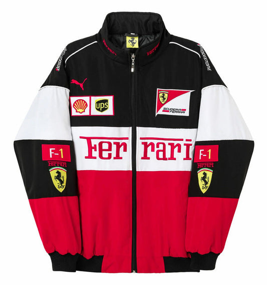 White Ferrari Vintage Racing Jacket - Sportcify High Quality American Football Jerseys | NFL Jerseys
