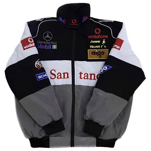 White Mercedes Vintage Racing Jacket - Sportcify High Quality American Football Jerseys | NFL Jerseys