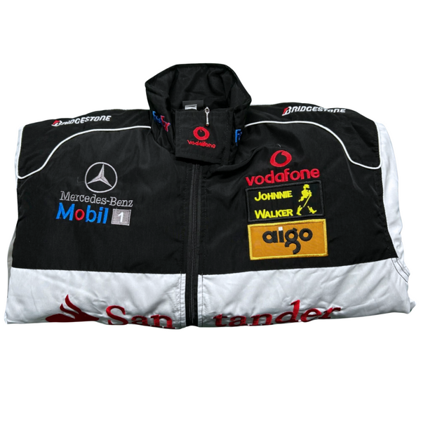 White Mercedes Vintage Racing Jacket - Sportcify High Quality American Football Jerseys | NFL Jerseys