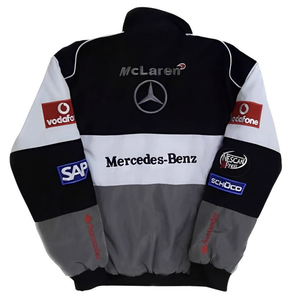 White Mercedes Vintage Racing Jacket - Sportcify High Quality American Football Jerseys | NFL Jerseys