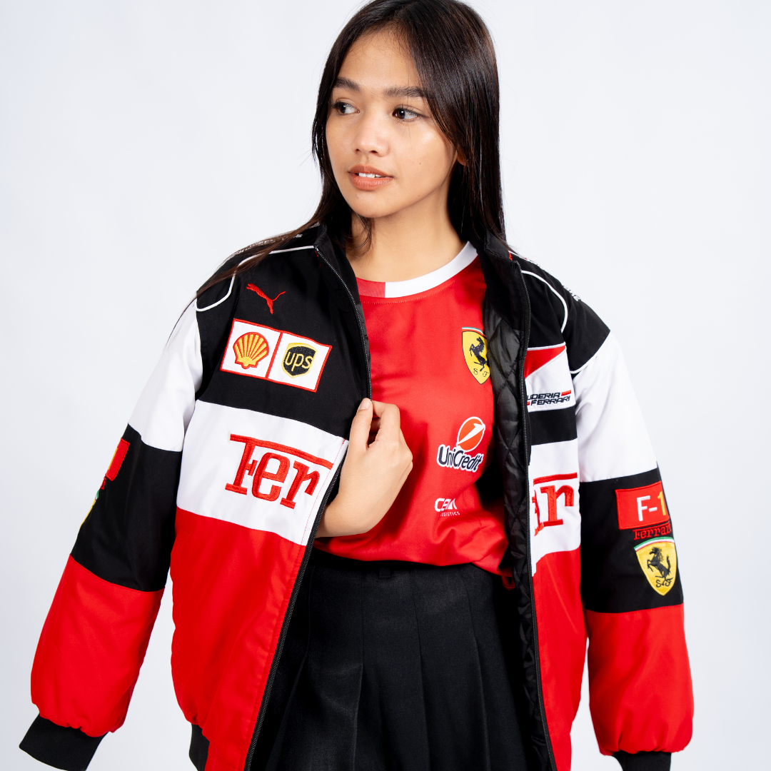 White Ferrari Vintage Racing Jacket