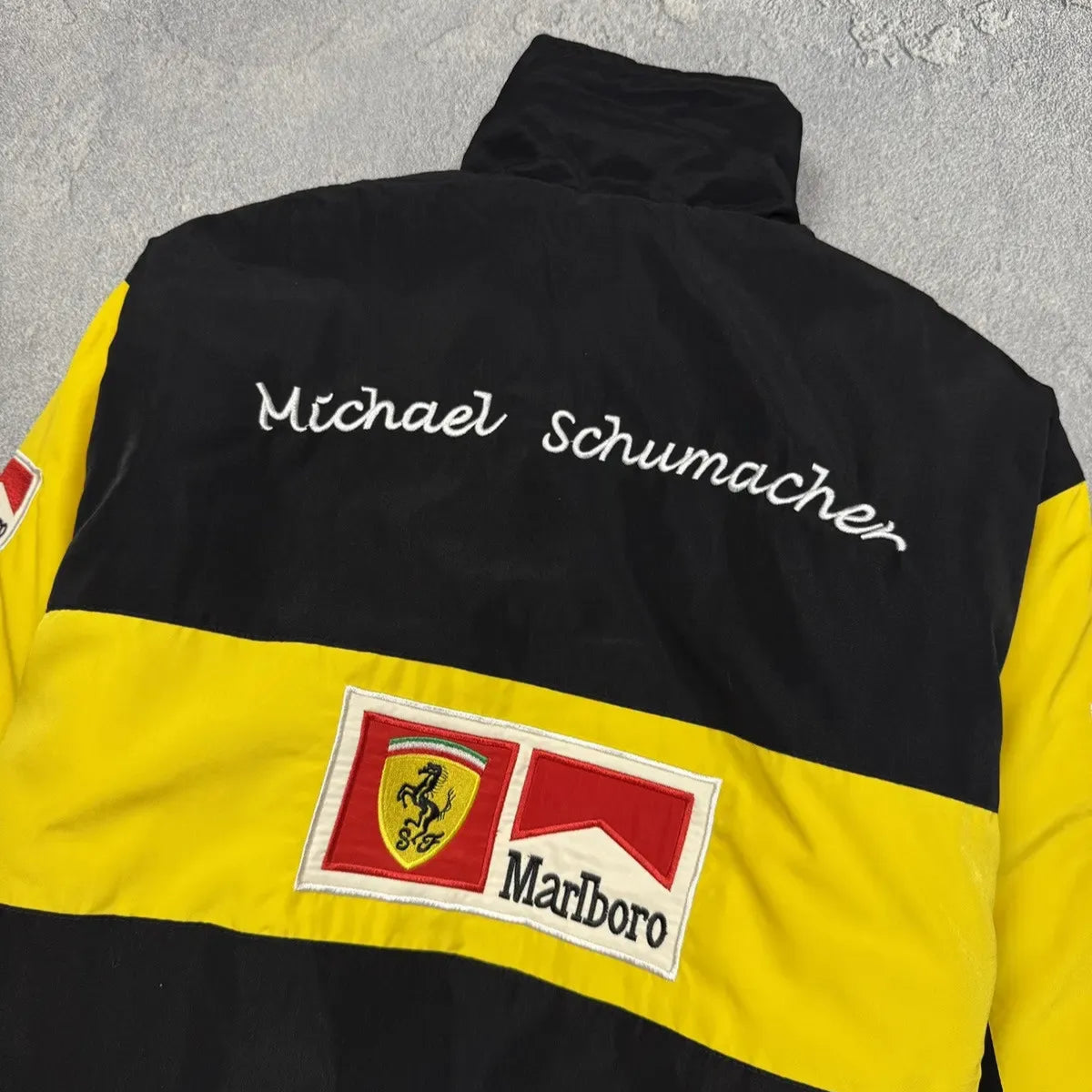 Yellow Michael Schumacher Ferrari Vintage Racing Jacket