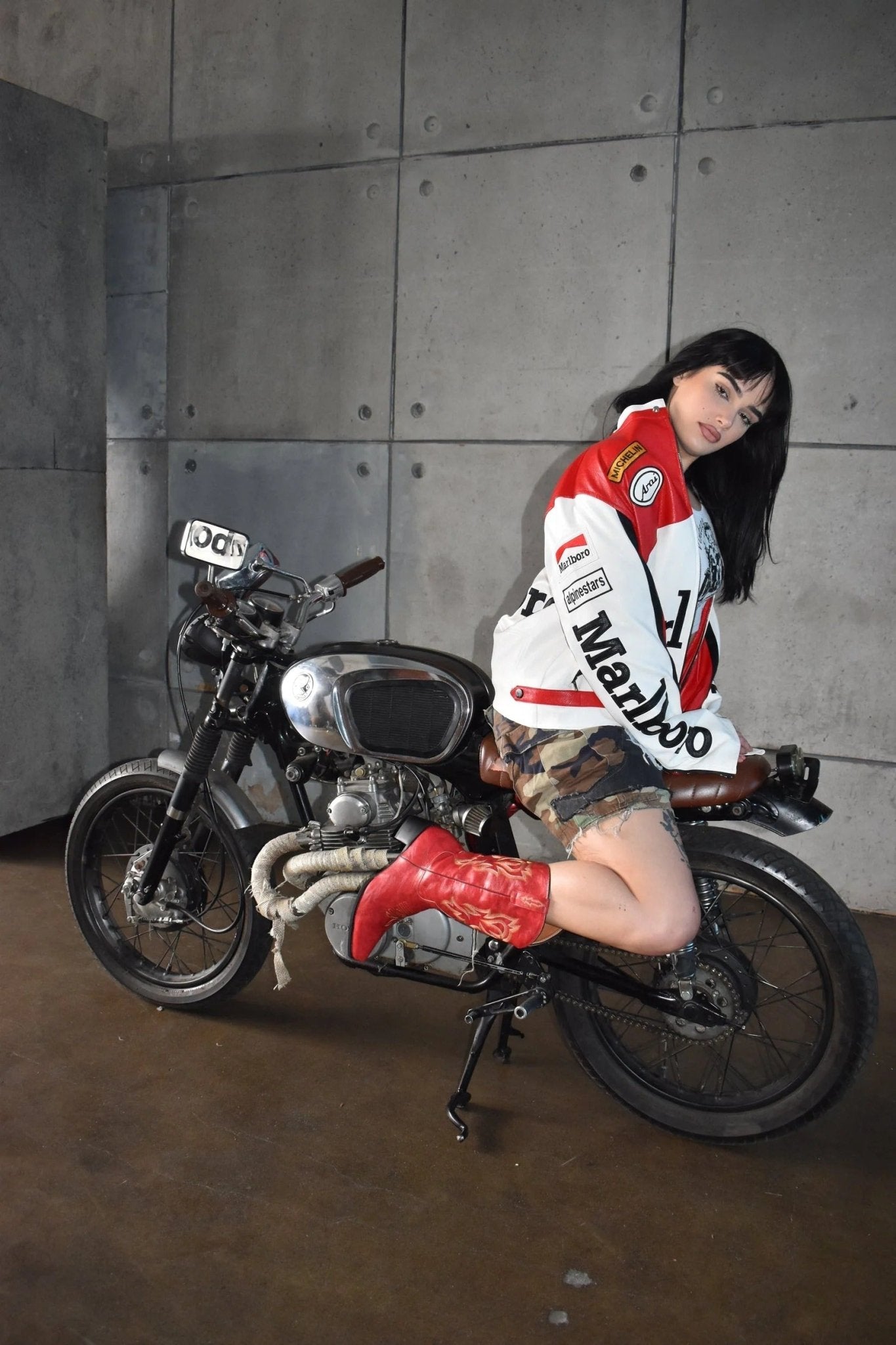 Vintage Marlboro Leather Racing Jacket White/Red | Racing Jacket | Sportcify |